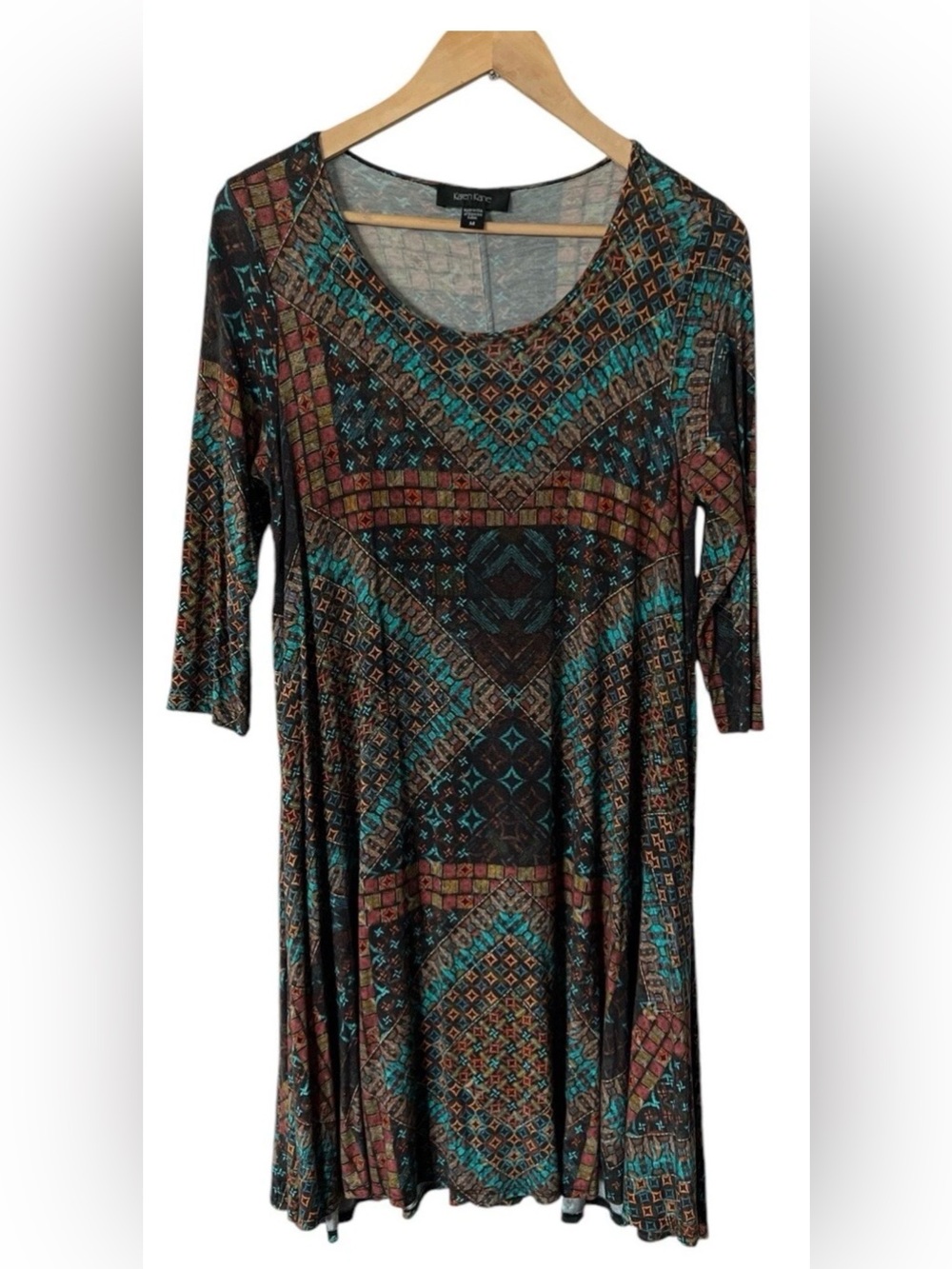 Karen Kane Multicolor Geometric Long Sleeve Tunic Dress